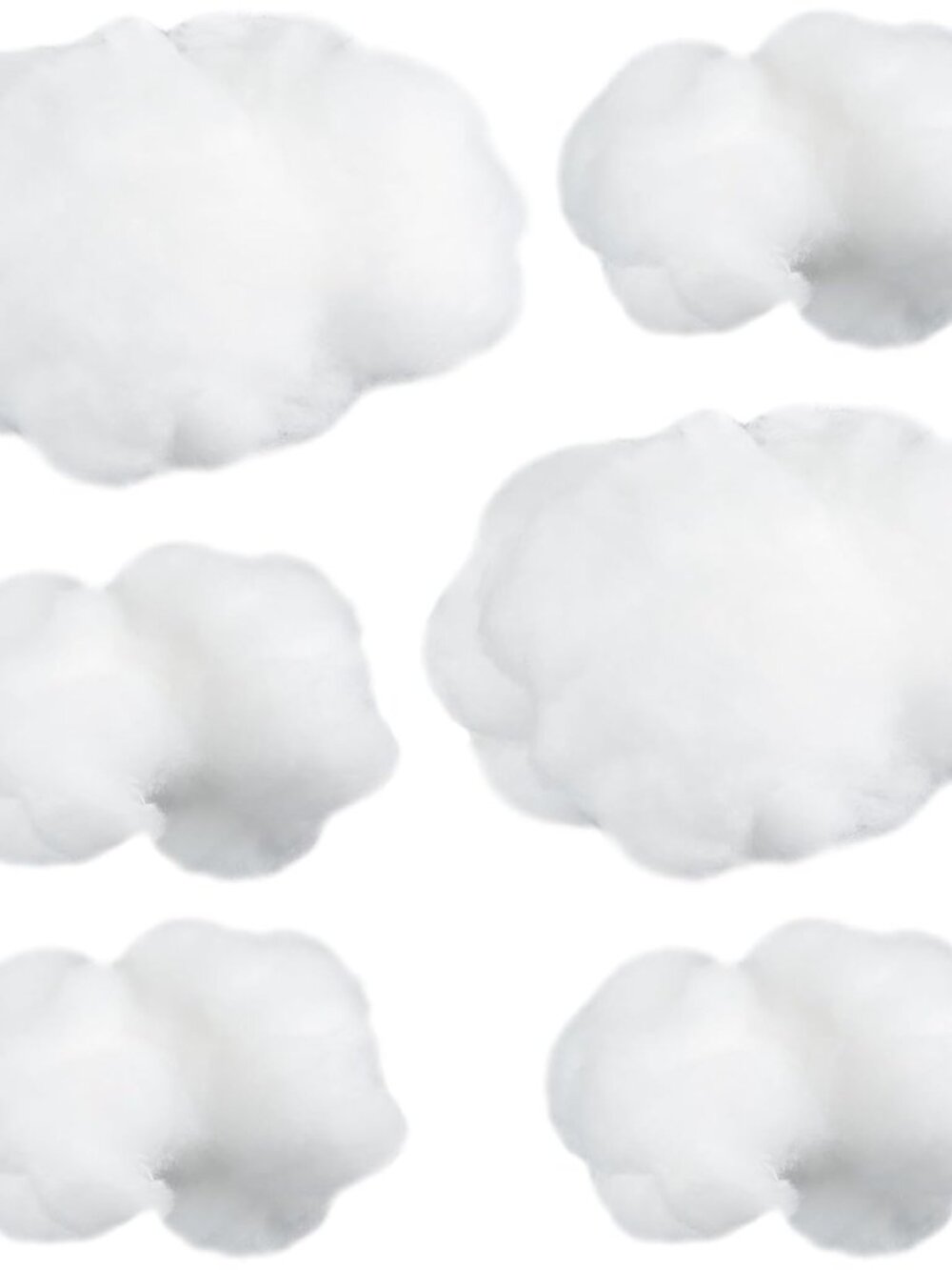 6 Pcs White Artificial Cloud Props, Small and Medium